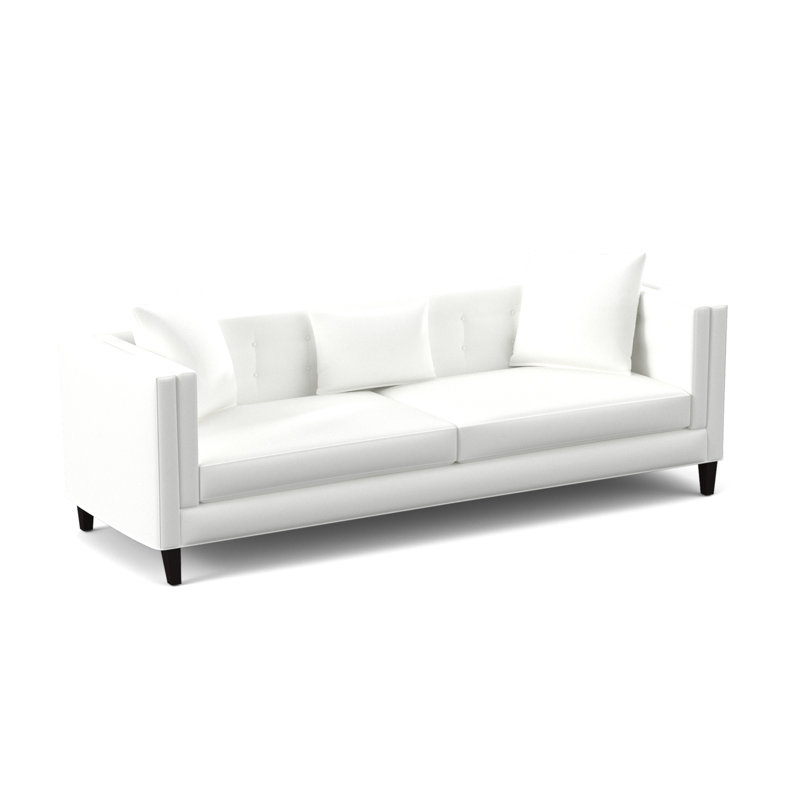 Banelly Upholstered 88'' Sofa, Bella White Performance Velvet