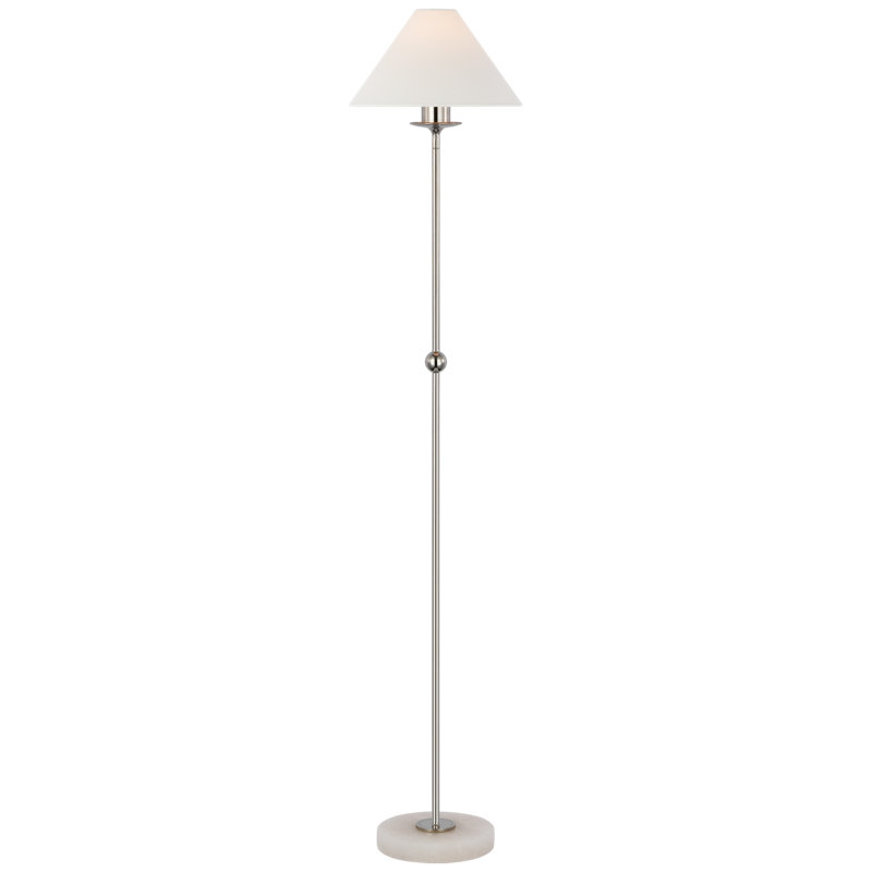 Caspian Floor Lamp, Polished Nickel/Alabaster