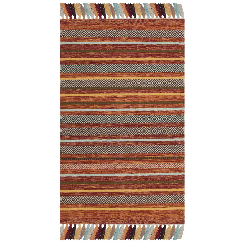 Montauk Hand Woven Cotton Striped Rug, Rectangle 2'6" x 4'