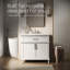 Velora 30 po Meuble-lavabo autoportant à simple cuve blanche avec plateau Everstone blanc assemblé