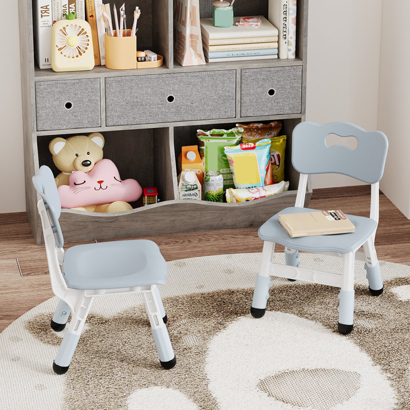 Adjustable Kids Chair 2 Pack, 3 Level Height Adjustable Anti-Slip Plastic Toddler Chair for Children Age 2-8, Suitable for Indoor or Outdoor Home School Daycare Nursery Use