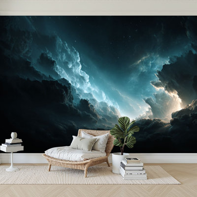Peel and Stick Wallpaper 96" W x 69" H Modern Self Adhesive Wall Mural for Bedroom Star Field Space Nebula Cosmic Starry Sky Milky Way Mist Mysterious