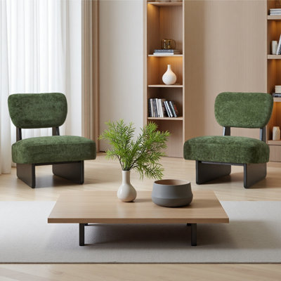 [Ensemble de 2] Méridienne moderne avec revêtement en polyester, base en bois robuste avec une finition naturelle, un siège d'appoint minimaliste et élégant pour le salon