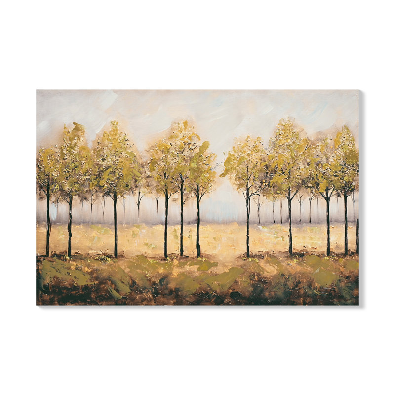 Automne, art mural sur toile orné de feuilles d'or - 24 x 36 pouces, peinture abstraite encadrée avec pierres intégrées pour le salon et la chambre à coucher