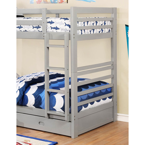 Harriet Bee Twin Over Grey Bunk Bed With Storage Drawers And An ...