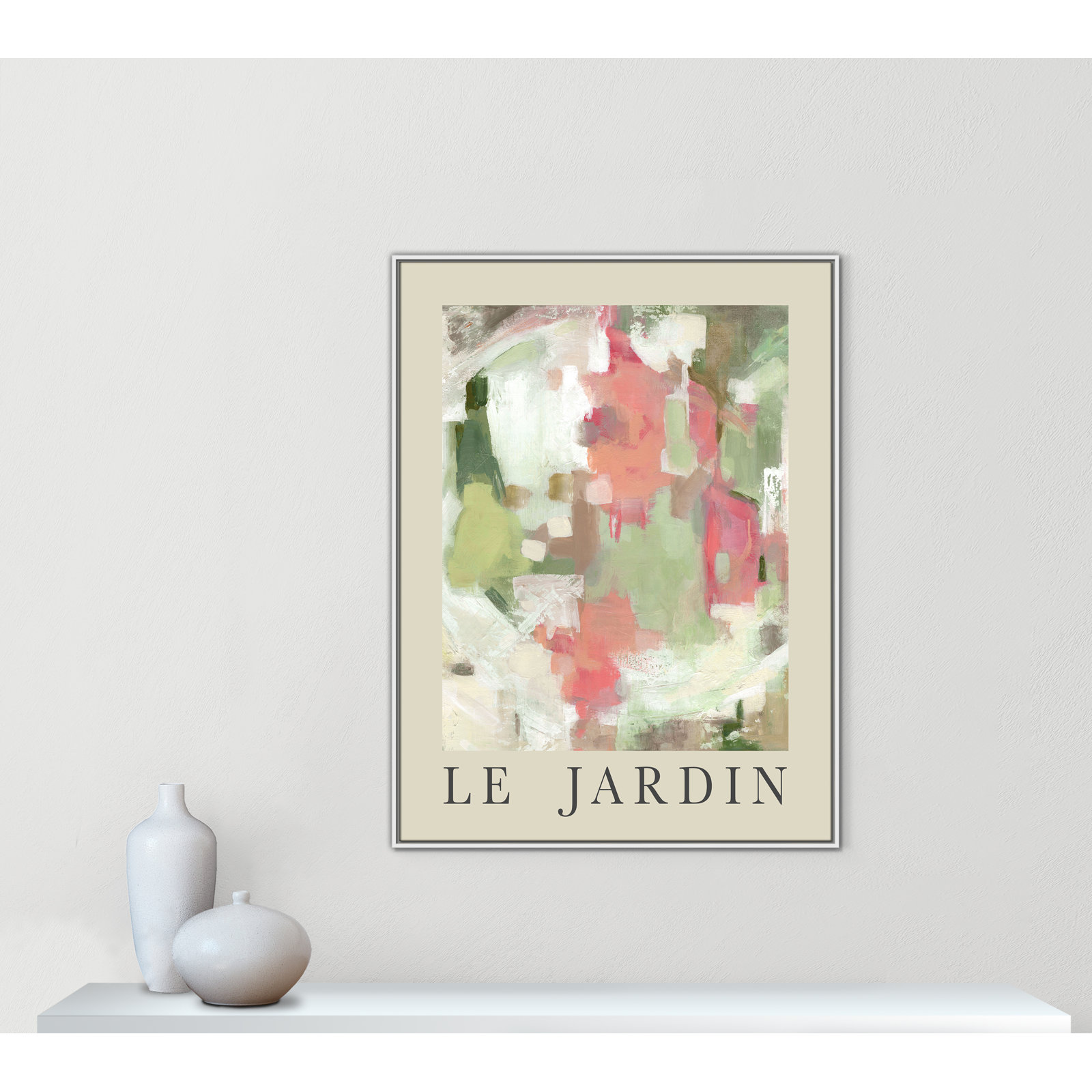 Botanical Poster Collection " Le Jardin " by Carol Robinson, No, 49.5" H x 37.5" W x 2" D, White Floater Frame