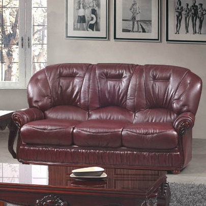 Deborah Top Grain Leather Sofa, Burgundy, 2