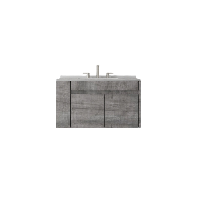 Meuble-lavabo flottant 30 po avec lavabo et porte à fermeture en douceur, Gris, 30"