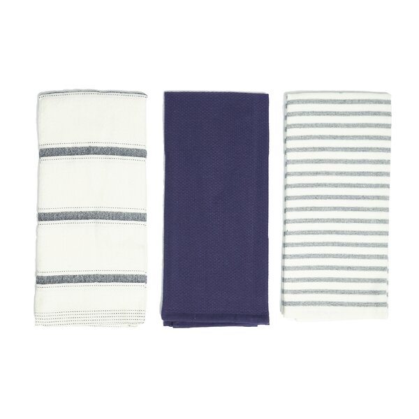 Nautica 100% Cotton Kitchen Towels Set of 3 | 18 x 28 Super Absorbent  Reusable Cleaning Cloths, Tea Towels, Hand Towels for Drying Dishes 