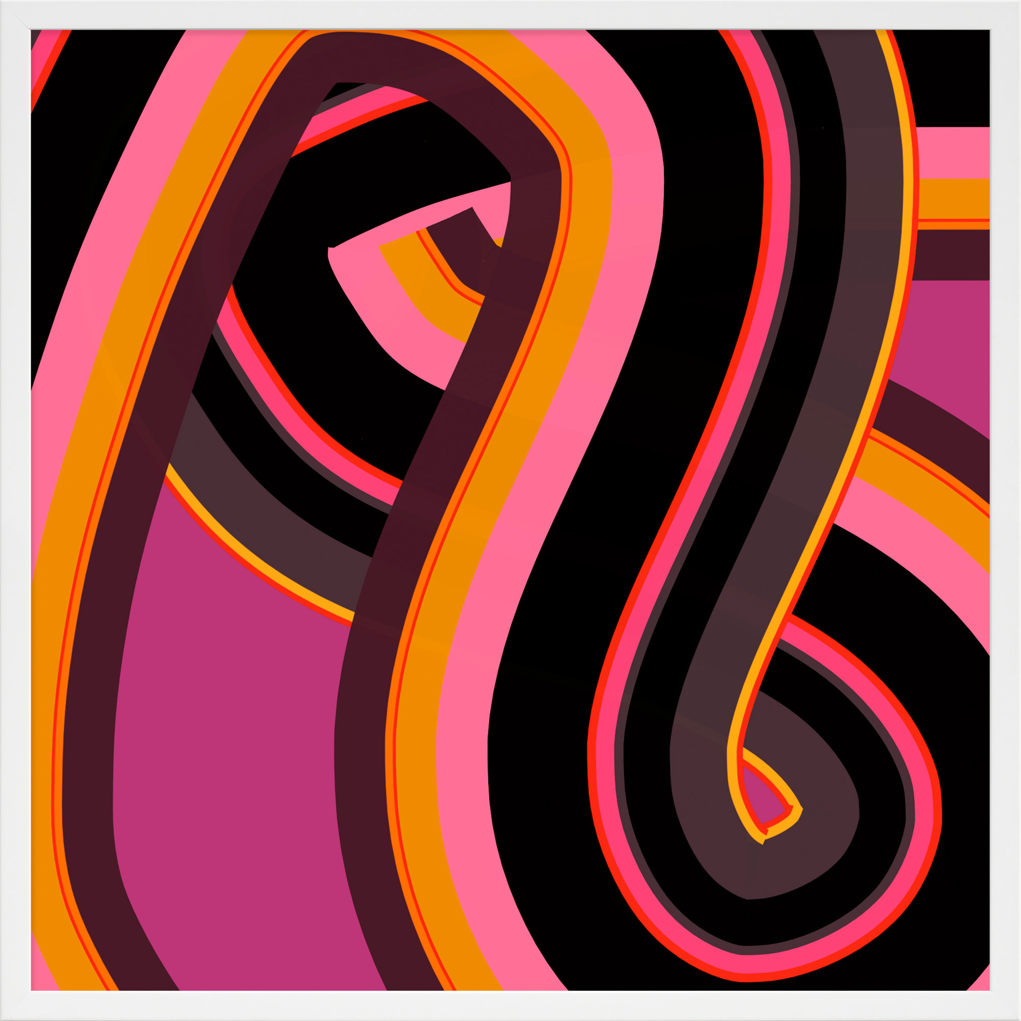 Neon Twist by Jacques Pilon, 16" H x 16" W x 1.25" D, White Wood