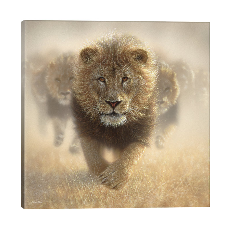 Eat My Dust - Lion, Square by 5by5collective - Wrapped Canvas Painting, 93.98 cm H x 93.98 cm W x 1.91 cm D