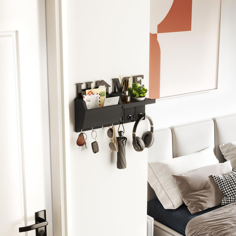 Manufactured Wood Wall Organizer, Black