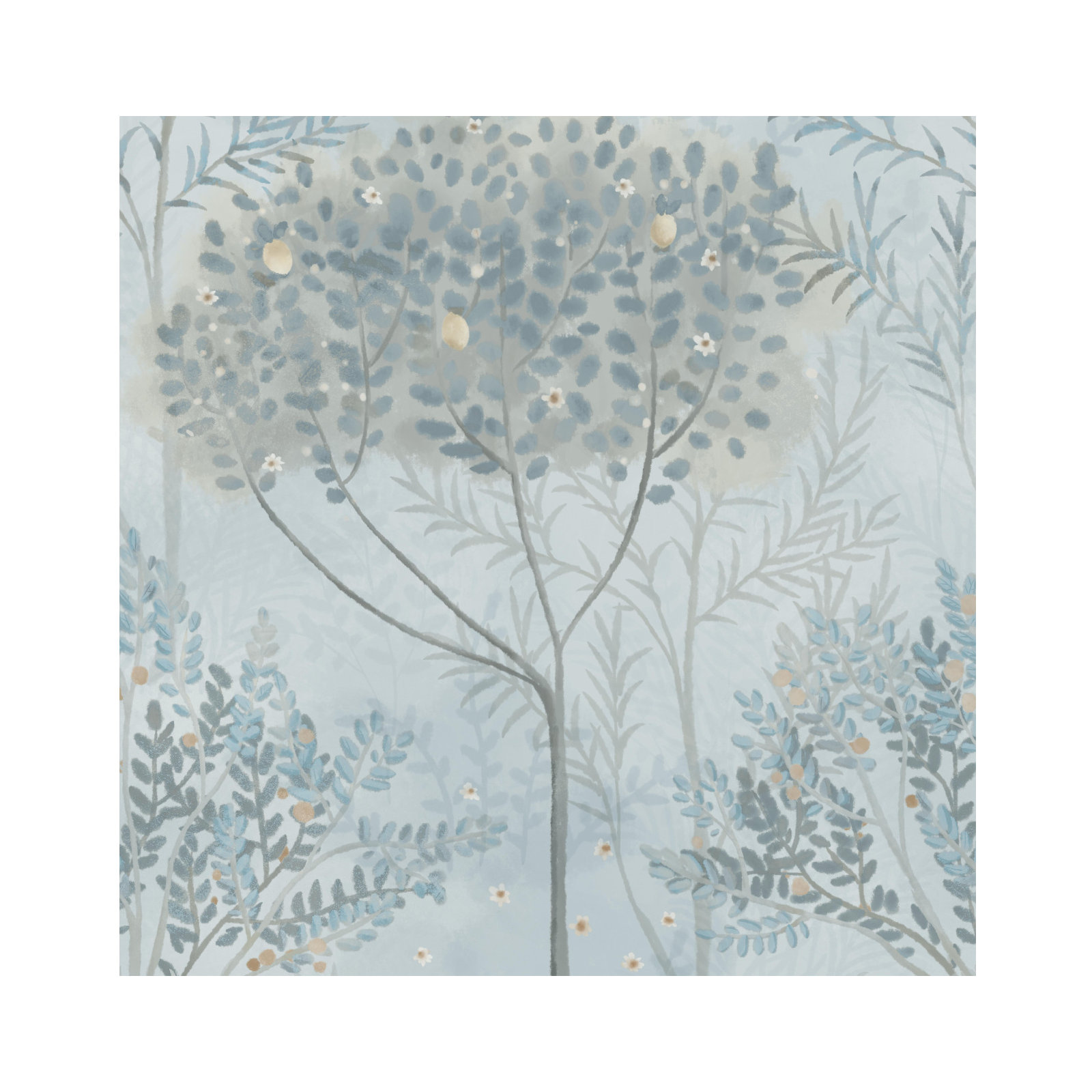 Astin Floral Double Roll, Blue/Gray