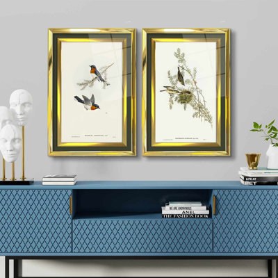 Elegant Decorative Framed Paintings (Set of 2), 16.9 x 25.6 Inches | 100% Acrylic Glass (Thickness: 0.04 Inches) & 100% Solid Wood Frame (Thickness: 1.0 Inches) | Perfect for Living Room & Bedroom Décor, Stylish & Timeless Design