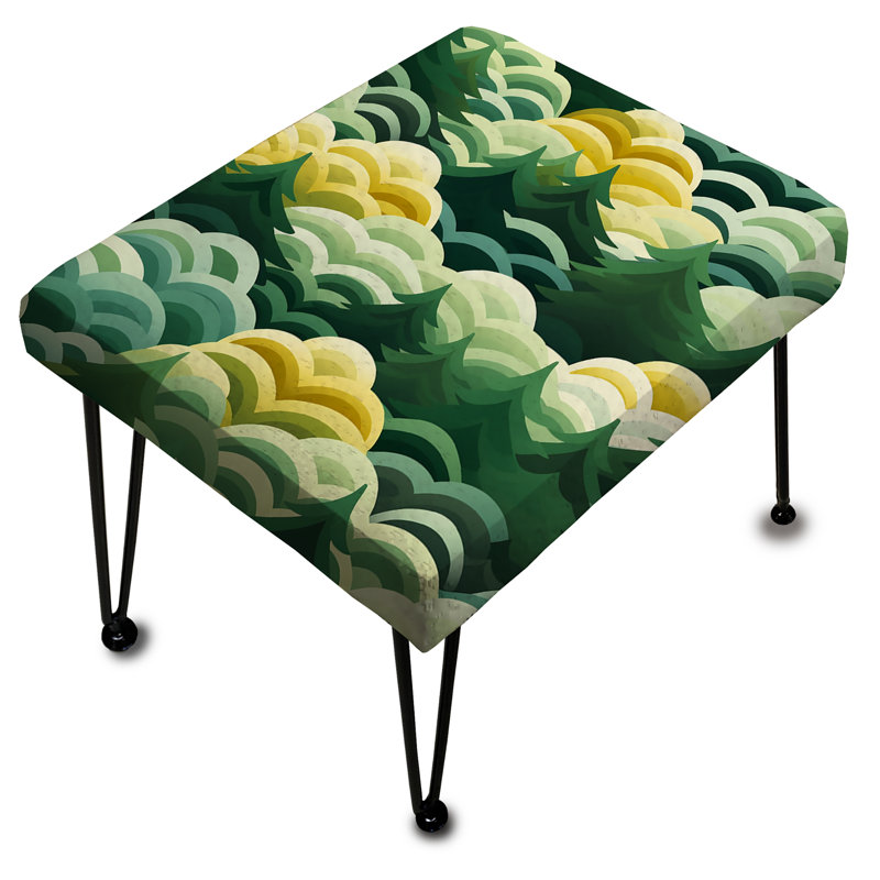 Motif de forêt vert et jaune - Repose-pieds rectangulaire botanique