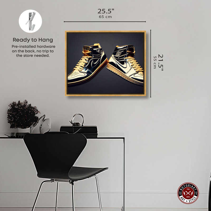 Or et argent avec une toile de fond, citations de motivation par Notoriart, Cadre doré, H 37 po x l 46 po