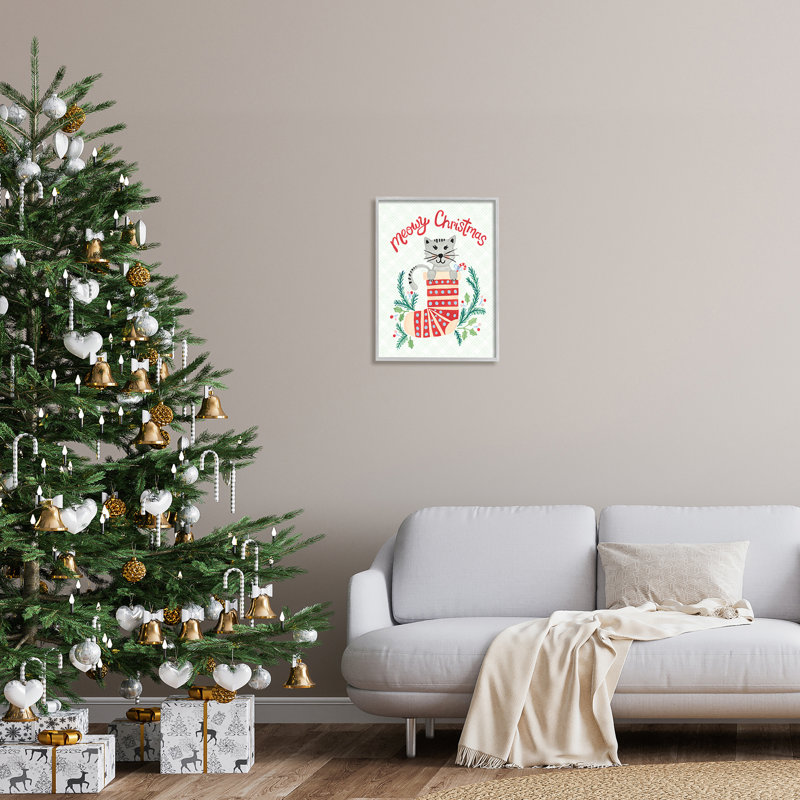 Meowy Christmas Clever Cat Nestled, H 20 po x l 16 po x P 1,5 po, Estampe numérique Farmhouse