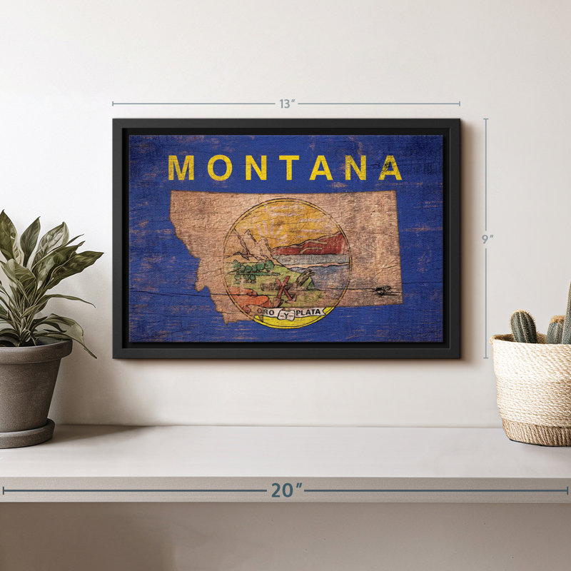 State Map Over Montana Flag Canvas Print, 9" H x 13" W