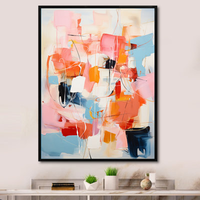 «Pink Beige Mid Century Atomic Abstraction I», reproduction sur toile