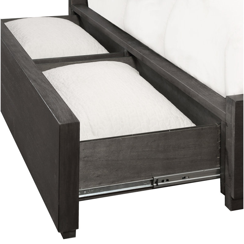 Lit plateforme tapissier avec rangement Eloise, Reine, Gris