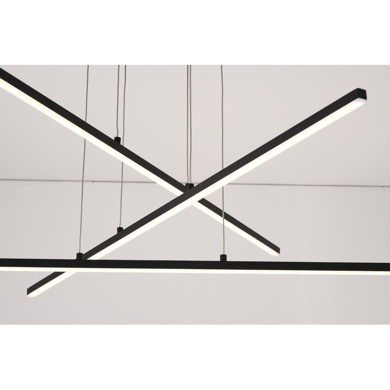 Gabrylle Modern 3 Light LED Black Linear Chandelier