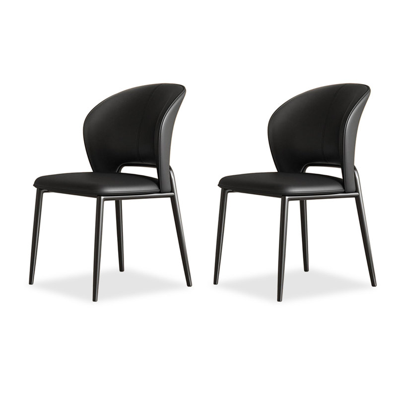 Chaise d'appoint noire à dossier solide (ensemble de 2), Black