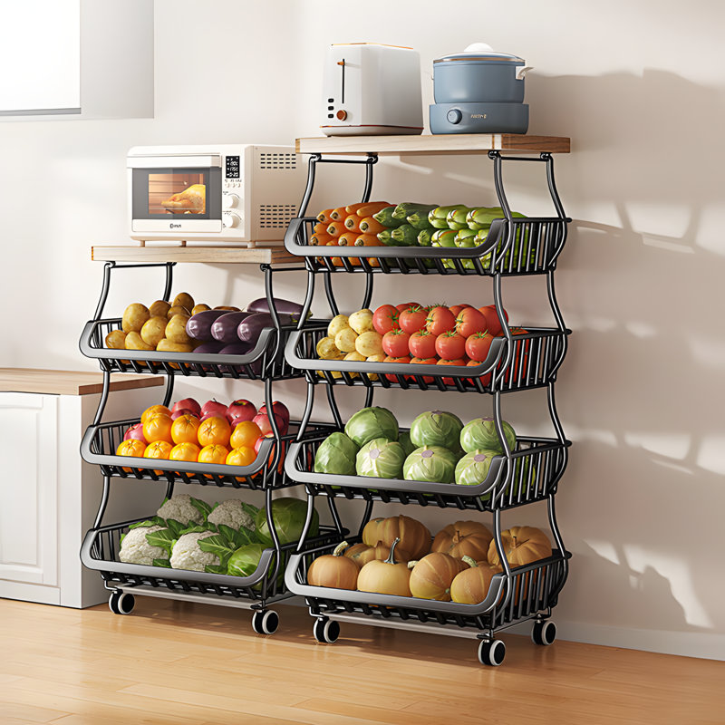 Chariot de cuisine à plusieurs niveaux pour rangement de légumes et de fruits