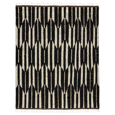 Wesler Handmade Wool Dark Brown/Ivory Rug