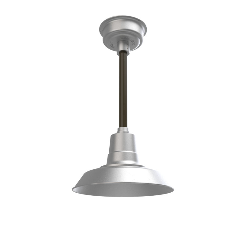 Luminaire suspendu en forme de dôme à 1 lumière DEL Haleigh, H 48 po x l 12 po x P 12 po, Argent galvanisé / acajou bronzé