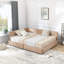 Structure de lit double capitonnée pleine grandeur avec rangement, canapé-lit confortable pour la chambre à coucher ou le salon, beige velours