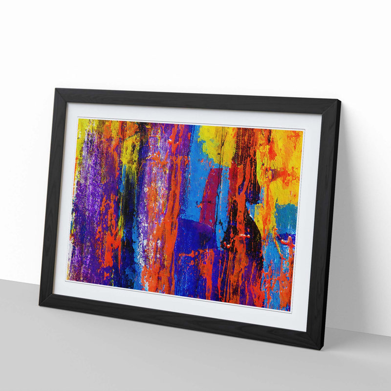Abstract Vol.475 by S.Johnson - Single Picture Frame Painting, 24cm H x 33cm W x 2cm D, Black Framed