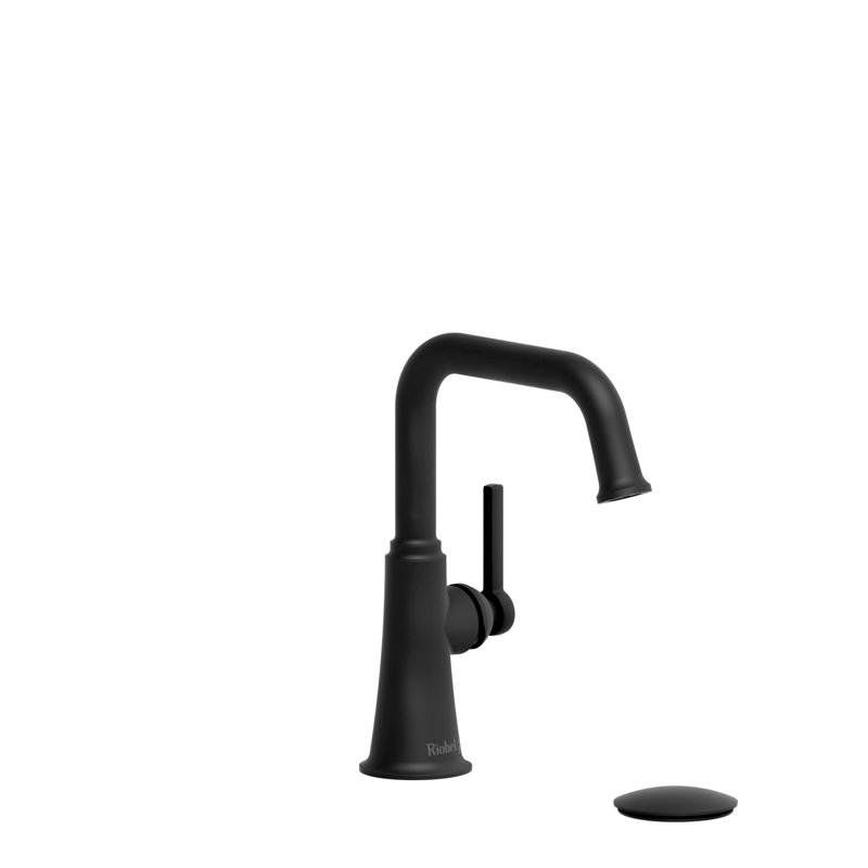 Robinet de salle de bain à trou unique avec drain en U Momenti ™, Noir, Poignée levier