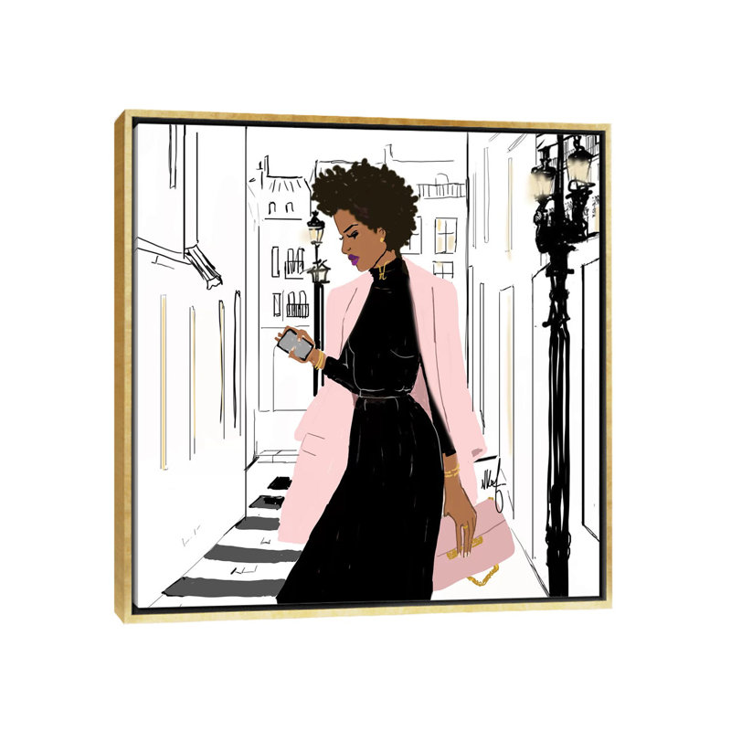 "Pink Thursday" par Nicholls Kobi, reproduction d’art, Toile encadrée d'or, Pas de tapis, H 26 po x l 26 po x P 1,5 po