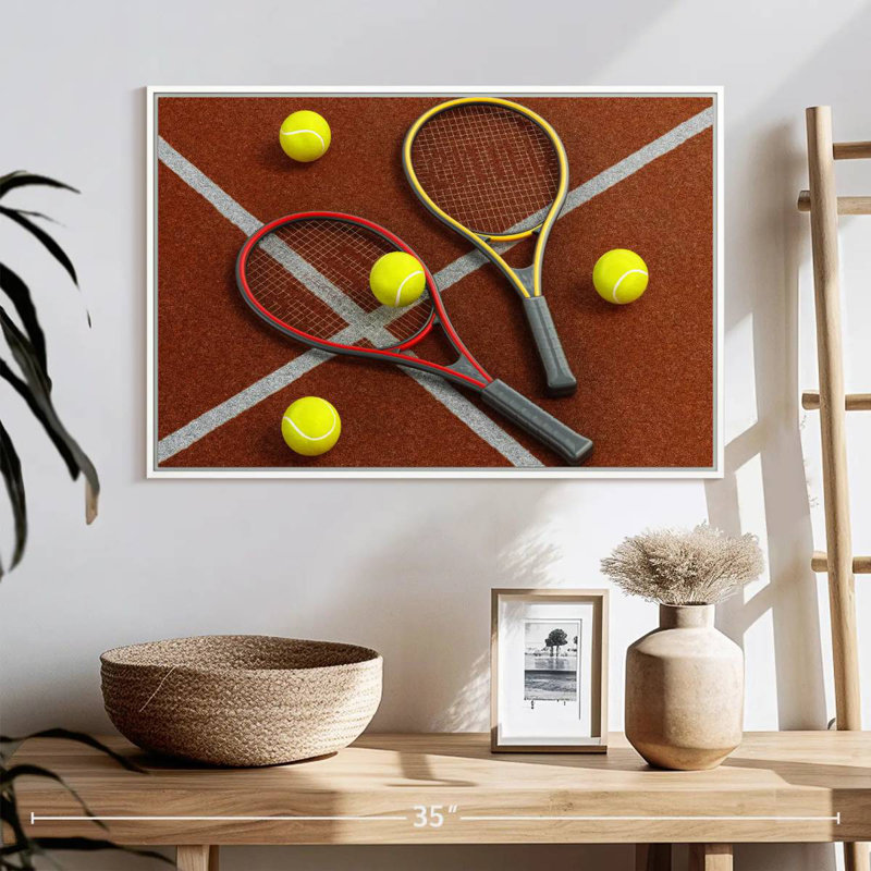 Match de tennis, Cadre flottant blanc, 13 po x 9 po