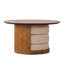 Table basse ronde en bois 31,5 po avec 3 tabourets gigognes en tissu Teddy, ensemble de table centrale multifonctionnel avec rangement caché pour le salon