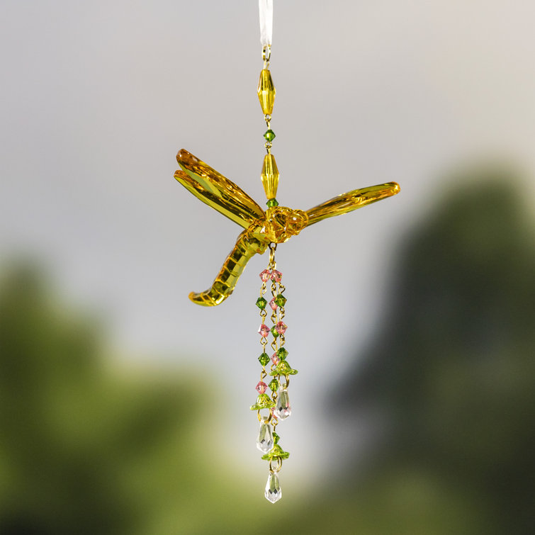 Katrese Assorted Hanging Acrylic Dragonfly Chain Ornaments with Dangling Beads (Set of 6) Arlmont & Co.