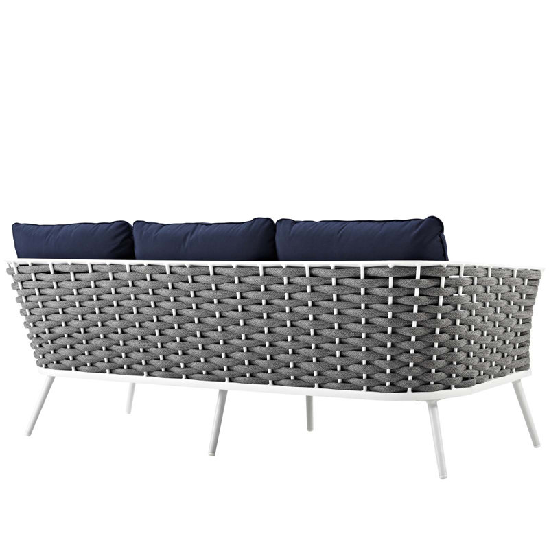 Canapé d'extérieur en aluminium Modway Stance, Bleu marine, Blanc