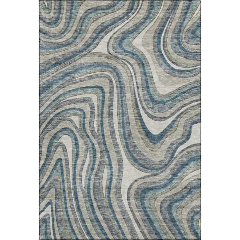 Premium Machine Washable Prisco Teal Rug, Rectangle 3' x 5'