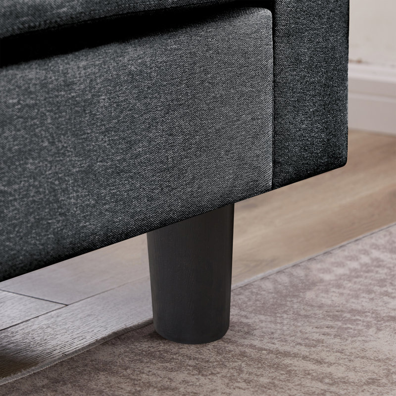 Canapé modulaire rembourré 101 po avec méridienne Linnzi, Gris foncé