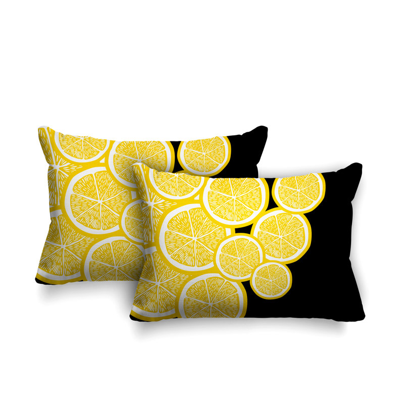 Coussin lombaire intérieur / extérieur jaune citron, Noir