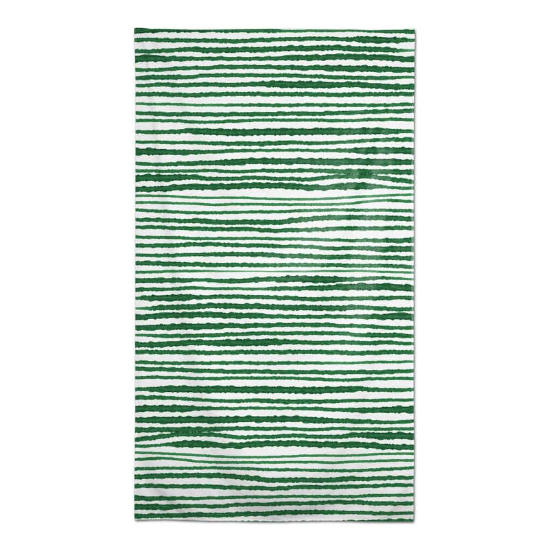 Rectangular Striped Polyester Tablecloth, Green