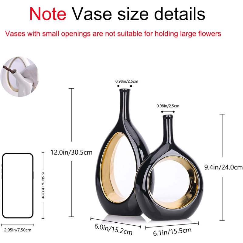Vase en céramique or brillant , Black/Gold