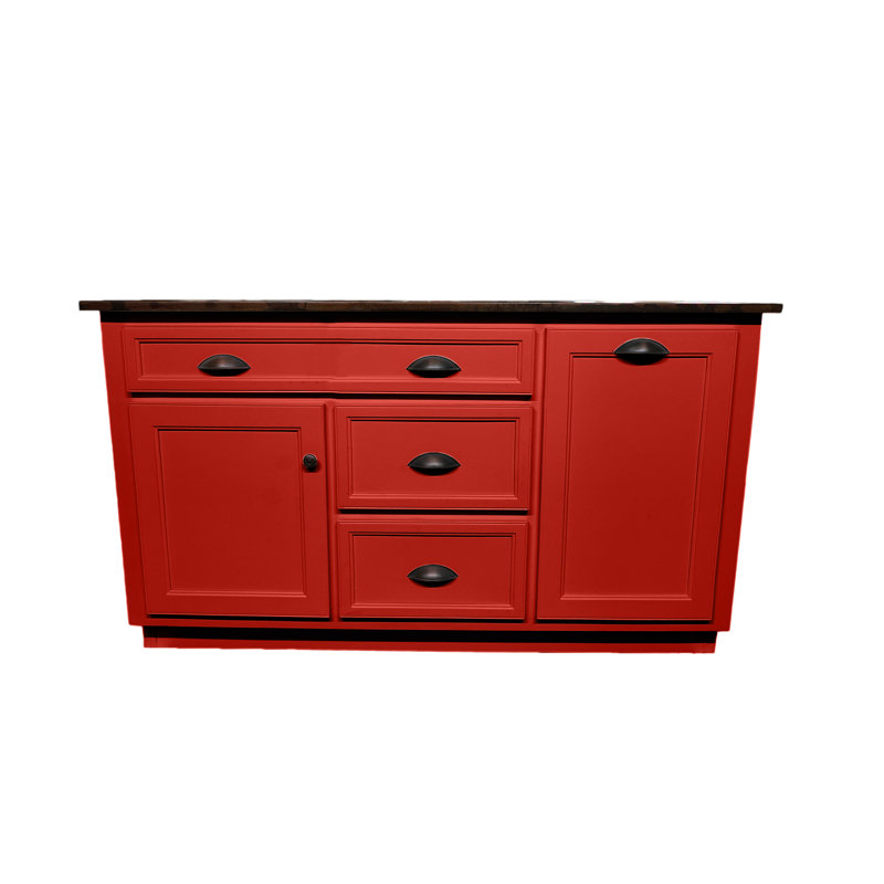 Javonnie Solid Wood Kitchen Island, Red