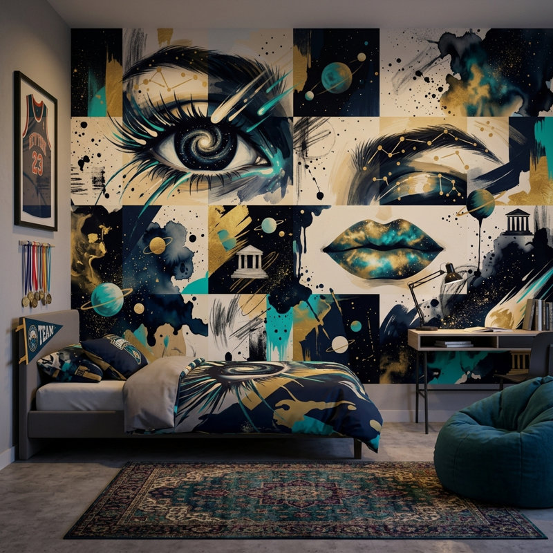 Décoration murale amovible Galaxy, Non tissé, 160 po x 108 po
