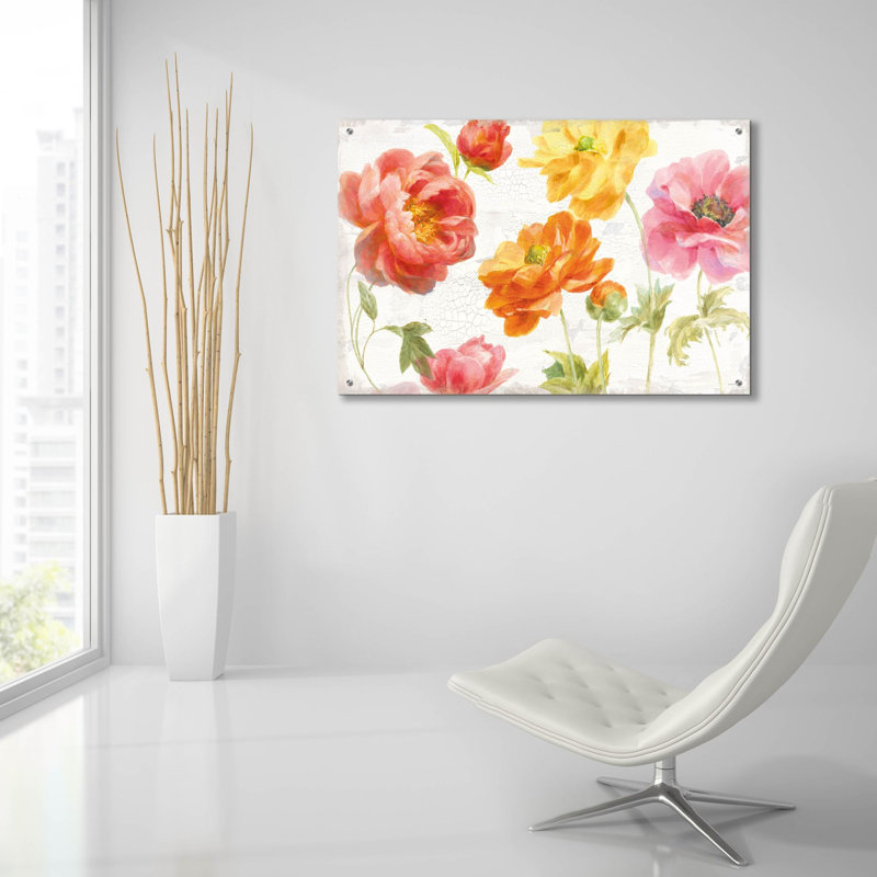  «Full Bloom 1» par Danhui Nai, art mural en verre acrylique, 16 po x 12 po, H 24 po x l 36 po x P 0,2 po