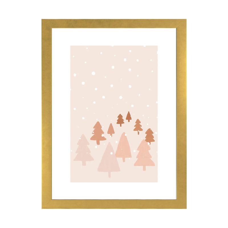 Reproduction d’art, "Winter Forest" par Orara studio, H 24 po x l 16 po x P 1 po, Papier encadré doré, Blanc