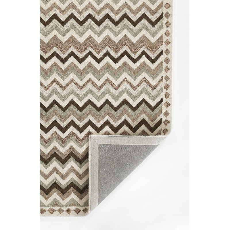 Abbott Hand Tufted Wool Chevron / Zig Zag Area Rug in Tan, Rectangle 8' x 10'