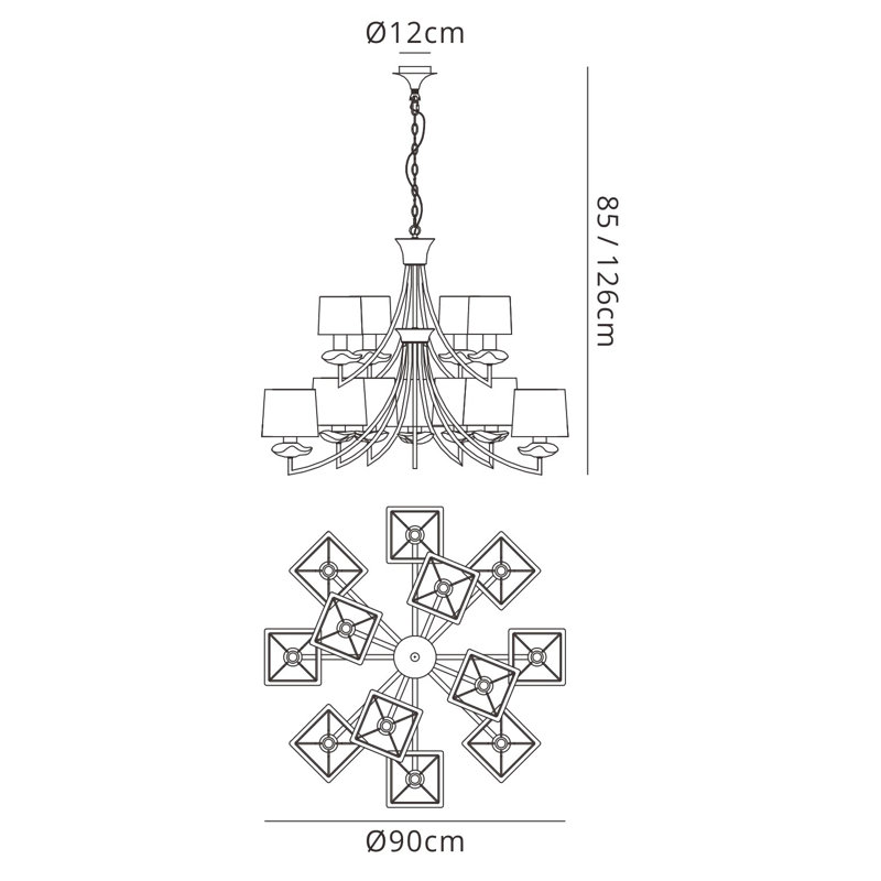 12 - Light Shaded Chandelier, Black
