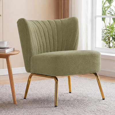 28’’ W Modern Upholstered Accent Chair with Metal Legs, Comfy Small Armless Side Chair
