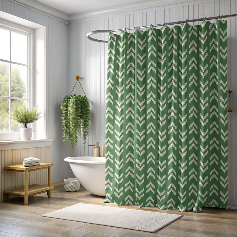 Vert blanc cassé - Rideau de douche Premium, H 74 po x l 71 po